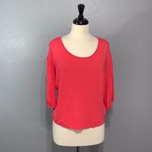 Anthropologie Oversized Balloon Sleeve Top Pink S